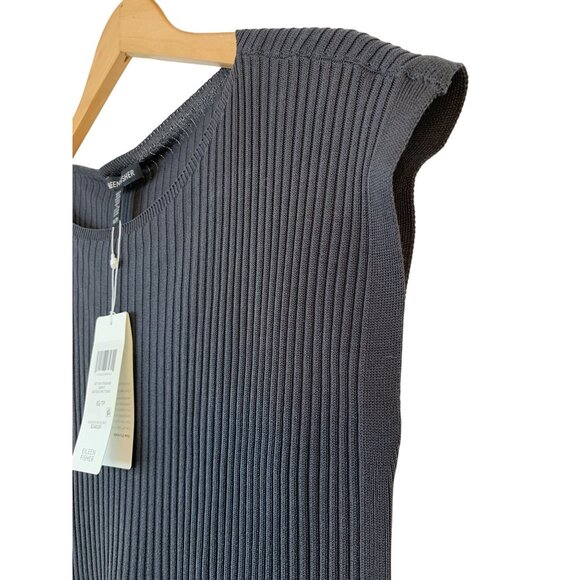 Eileen Fisher Tencel Tunic XS Gray Split Hem Cap Sleeve NWT $258 USA 10037 - Picture 7 of 14